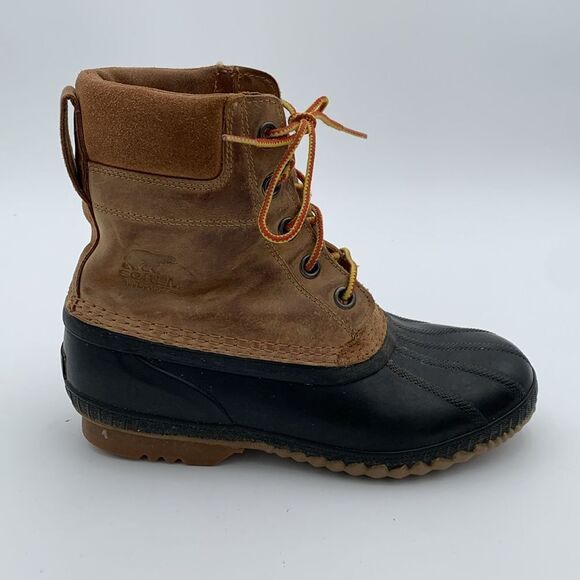 Sorel Cheyanne brown leather waterproof insulated duck boots Womans size 7 - Picture 2 of 11